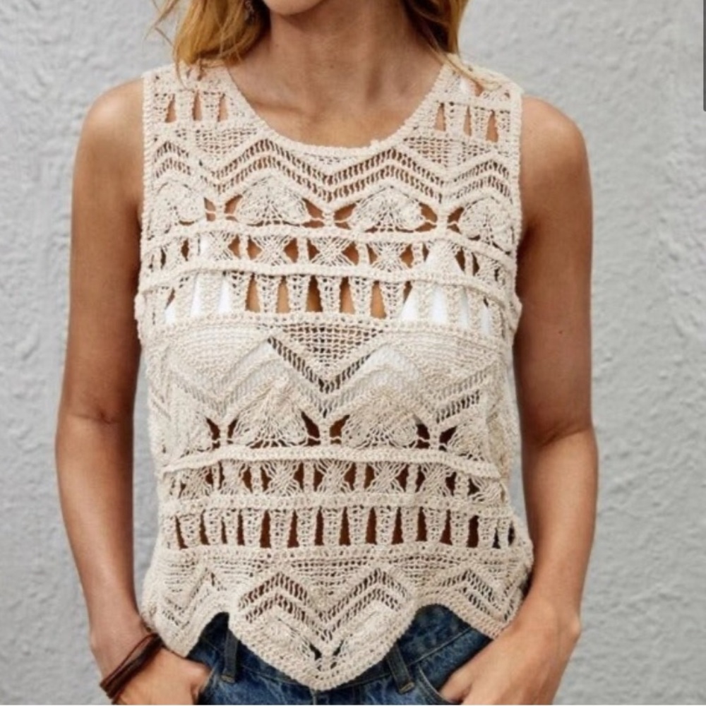 NEW Boho Crochet Summer Sleeveless Cropped Top size Small